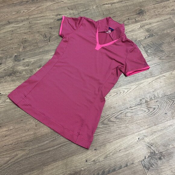 Pink Nike Golf Performance Dri Fit Striped Collared Short Sleeve Shirt Size S - Picture 2 of 8